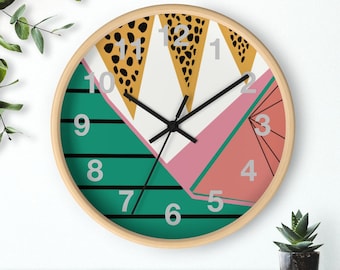 Modern Wall Clock, Modern Kids Room Wall Decor Clock, Gift for New Baby, Eclectic Office Clock,Boho Colorful Wall Clock,Modern Nursery Clock