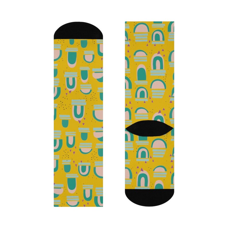 Mustard Crew Socks for Women, Artsy Socks for Women, Cute Teen Socks, One Size Fits All Crew Socks, Fun Unique Socks for Her or Him, Gifts image 7
