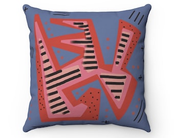 Modern Abstract Square Pillow, Colorful Throw Pillow Cushion, 14x14 16x16 18x18 20x20, Spun Polyester Square Pillow, Periwinkle Blue Pink