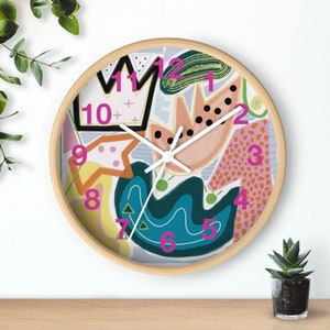 Modern Art Wall Clock, Unique Office Wall Clock, Clock with Numbers, Modern Kids Room Wall Decor Clock, Nursery Wall Clock,Housewarming Gift image 1