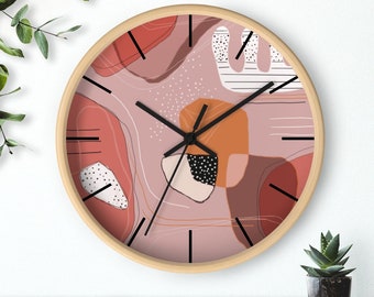 Modern Wall Clock, Abstract Art Clock, Purple Pink Wall Clock, Modern Kids Room Decor, Boho Office Wall Clock, Modern Wall Clock for Kitchen
