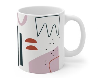 Modern Ceramic Mug 11oz, Simplistic Coffee Cup for Her Him Teen Kids, Kids Hot Cocoa Mug, Minimalist Coffee Mug, Modern Coffee Mug, Teamug