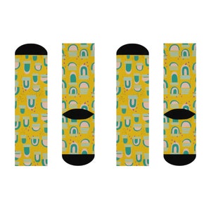 Mustard Crew Socks for Women, Artsy Socks for Women, Cute Teen Socks, One Size Fits All Crew Socks, Fun Unique Socks for Her or Him, Gifts image 2