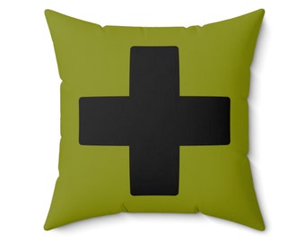 Modern Cross Pillow, Pillow for Living Room, Minimalist Pillow, Bright Colored Pillow, Eclectic Pillow, Chartreuse Green with Black Cross