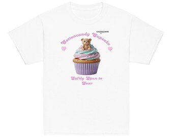 Cotton Candy Cupcake Bear T-Shirt, "Softly Spun to Soar" Inspirational Kids Apparel