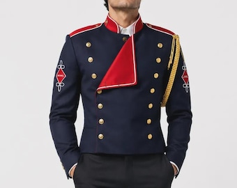 Michael Jackson Inspired Blue Military Jacket, Retro Pop Star Cosplay Costume
