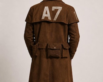 NCR Ranger Duster Coat, Fallout New Vegas A7 Suede Leather Trench Cosplay Costume