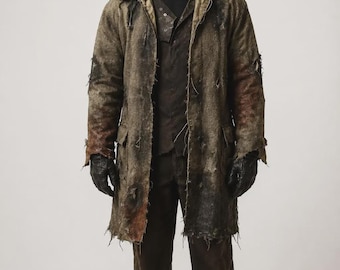 Handmade Freddy vs Jason Burlap Coat, Distressed Horror Cosplay Costume, Scarecrow Outfit