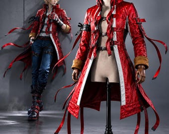 Leo Kliesen Inspired Leather Costume Coat | Red Cosplay Jacket | Character Trench Coat