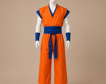 Dragon Fighter Saiyan Cosplay Costume | Orange Martial Arts Uniform | Anime Halloween Outfit