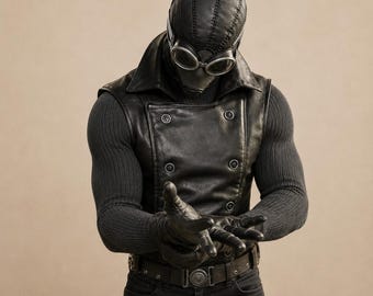 Gilet in vera pelle di Spider-Man Noir / Costume cosplay nero fatto a mano