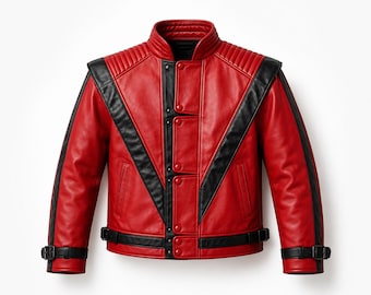 Michael Jackson Thriller Red Leather Jacket, 80s Pop Star Cosplay Costume