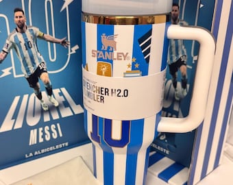 Vaso térmico Stanley Quencher H2.0 de 40 oz, Messi Argentina #10 (modelo 304)