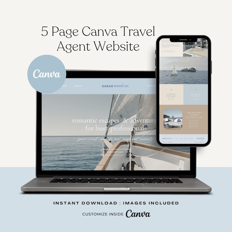 Travel Agency Website Template Luxury Travel Branding Design Canva
