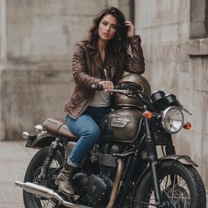 Vintage Leather Jacket Brown for Women Lambskin Handmade Moto Biker Fitted Moto Style