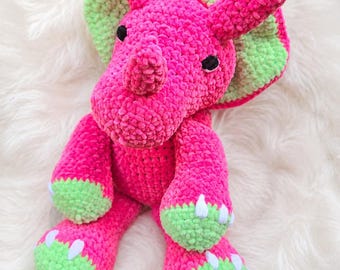 Trixie the Triceratops Amigurami - Crochet Stuffy - Plush Animal