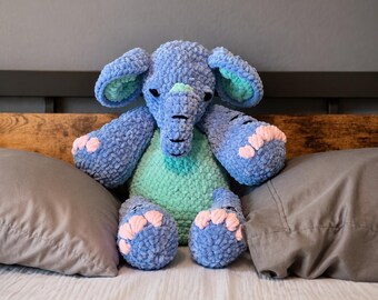 Lenny the Elephant- Amigurami - Crochet Stuffy - Plush Animal