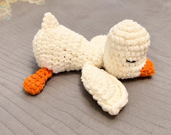 Crocheted Duck Snuggler – Plush Amigurumi Animal Toy (14 inches)
