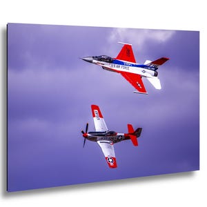 Zeitloser Flug P-51D & F-16 Wandkunst