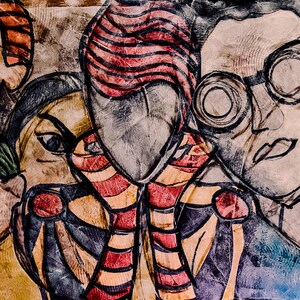 Paranoia Art Print | Surreal Faces Wall Art | Expressionist Digital Download | Dark Home Decor | Instant Download