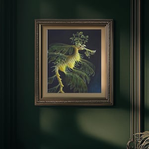 Leafy Sea Dragon downloadable art Printable Seahorse Painting Oceanic Vibe Beach House Coastal Aesthetic Dark Academia Goblincore Art