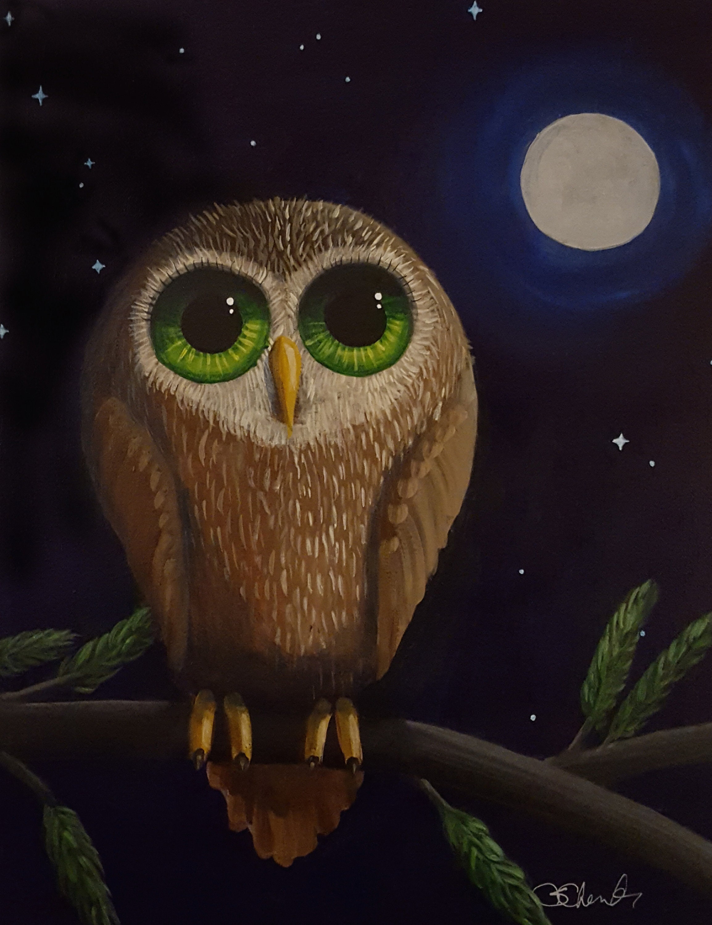 Night Owl original 16x20 painting on canvas pop surrealism Etsy