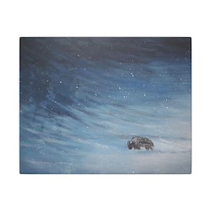 One Buffalo Canvas Print Bison Painting Buffalo Art Winter Landscape Storms of Life Holding Space Care Courage Determination Be the Buffalo