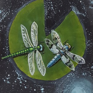 Cosmic Dragonfly Digital Download Printable Dragonfly Art Stars Night Sky Lucky Dragonfly Blue-Green