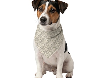 Botanical Thistle Dog Bandana, Over Collar Clip-On Scarf, Muted Stone Tones