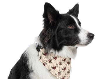 Poinsettia Floral Dog Bandana, Over the Collar, Winter Holiday Scarf
