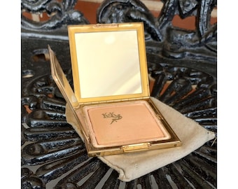 Vintage Kotler & Kopit Gold Tone Powder Compact with Mirror  Puff