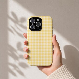 Yellow Gingham Phone Case | Cottagecore Phone Cover | Preppy Checkered Phone Case | Sunshine Plaid Design