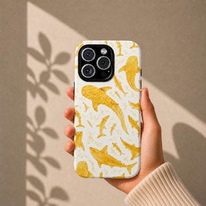 Whale Shark Phone Case | Ocean Wildlife Phone Cover | Yellow Marine Life Pattern