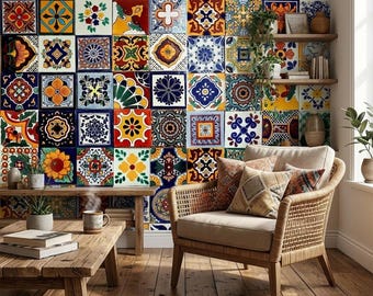100 Handmade Mexican Ceramic Tiles 4x4 Inch Clay Decorative