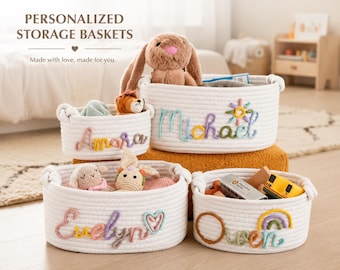 Cesta personalizada con el nombre del bebé, cesta de regalo para baby shower, cesta de almacenamiento para la habitación del bebé, regalo para niña, regalo para niño, cesta de juguetes.