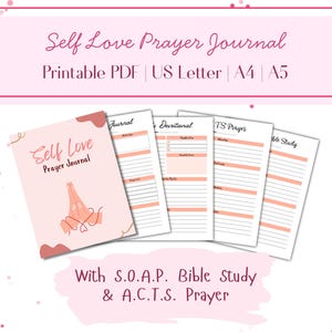 Diario de oración de amor propio / Devocional diario, Estudio bíblico SOAP, Oración ACTS / Descarga instantánea en PDF