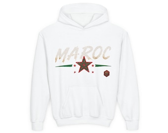 Felpa con cappuccio con grafica a stella del Marocco | Colori della bandiera marocchina, orgoglio nordafricano