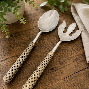L’Objet Braid Salad Serving Set Gold Tone Braided Handles Luxury Designer Serveware Vintage 2005