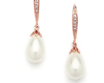 Rose Gold Vintage Pearl Drop Earrings!    FREE DOMESTIC SHIPPING