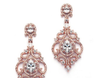 Gold, Rose Gold or Silver Vintage, Art Deco Chandelier Earrings! AAAAA quality CZ's! Bridal or Special Occasion! FREE Domestic Shipping