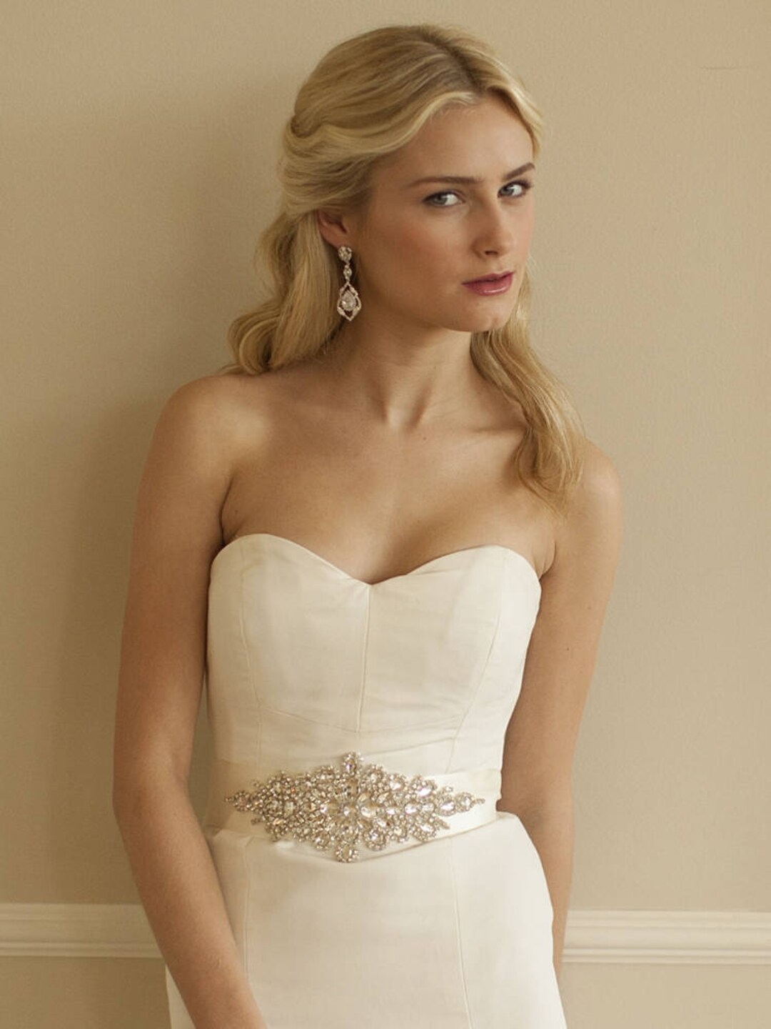 Ivory Satin Bridal Sash With Crystal Starburst FREE DOMESTIC SHIPPING ...