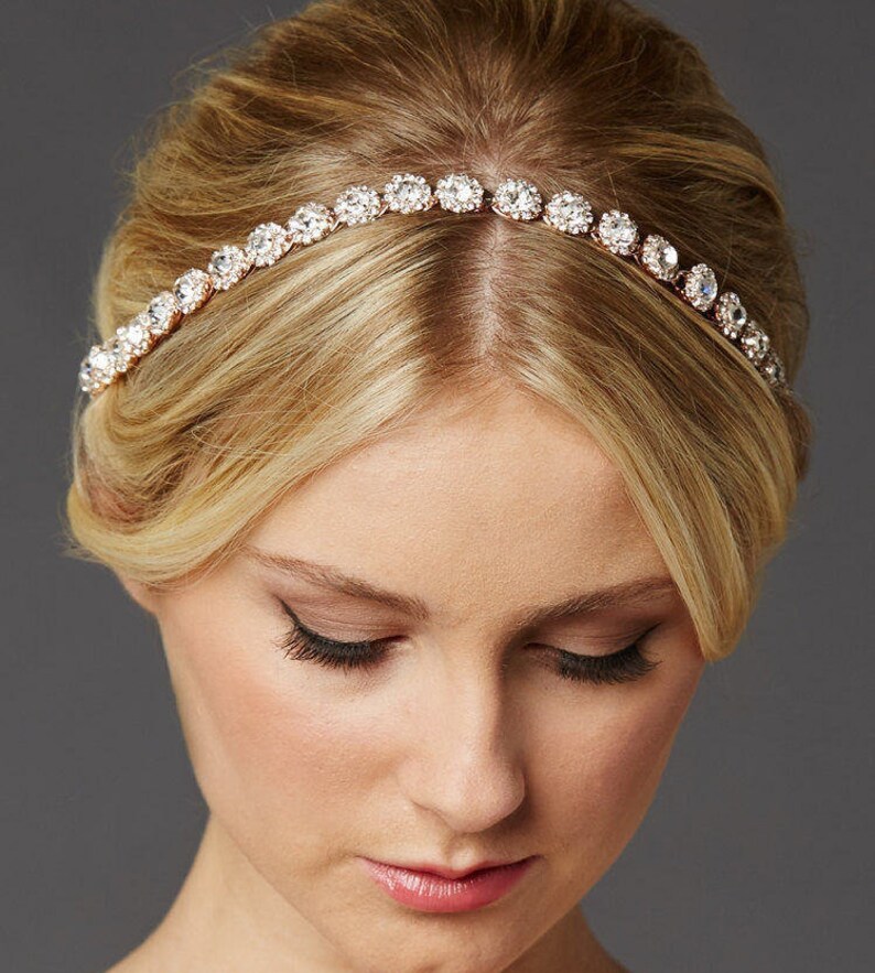 Rose Gold Silver or Gold Headband With Genuine Preciosa Etsy