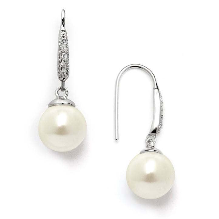 Vintage Pearl Drop Dangle Earrings Cubic Zirconia Accents FREE - Etsy