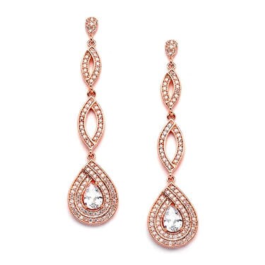 Rose Gold and AAA CZ Teardrop Earrings Free Domestic | Etsy