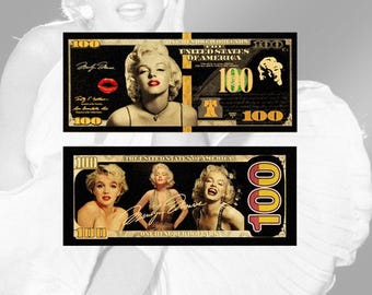 Marilyn Monroe 2026 Commemorative Banknote – 24K Black Gold Foil Collectible with COA | Limited Edition Celebrity Novelty Currency Gift