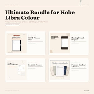 Paquete definitivo para Kobo Libra Colour, 4 PDF de planificadores con hipervínculos