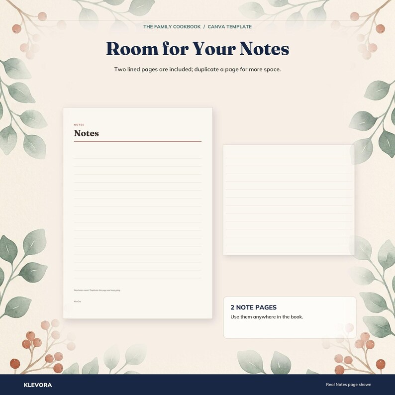 Recipe Book Template Canva, Editable Family Cookbook, 46 Pages - Etsy UK