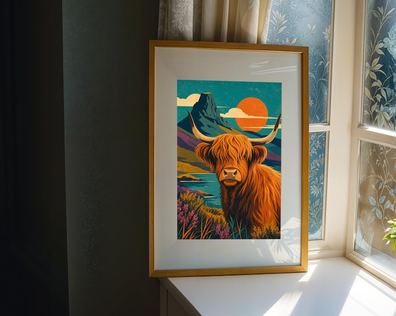 Highland Cow Wall Art Vibrant Farmhouse Animal Poster Colorful highland-cow-wall-art-vibrant-farmhouse-animal-poster-colorful
