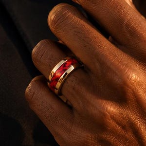 Red Stone Ring Men, Stainless Steel Ring, Statement Ring, Men's Wedding Band, Engagement Ring, Bold Jewelry, Gift for Him