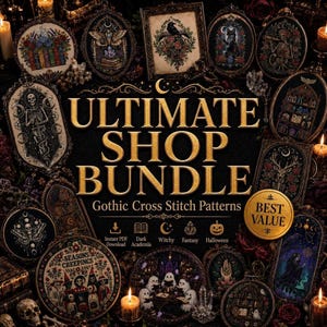 Gothic Cross Stitch Pattern Bundle, 100+ Designs in Instant PDF Format